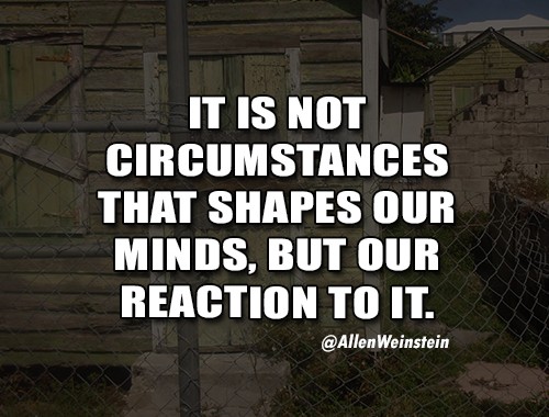 It Is Not Circumstances That Shapes Our Minds, But Our Reaction To It - Allen Weinstein