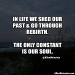 In life we shed our past and go through a rebirth. The only constant is our soul. By Allen Weinstein